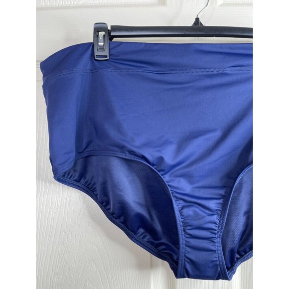 Lands End Swim Bikini Bottom Plus Size 26W High Waisted Tummy Slimming Blue NWT - Picture 3 of 10